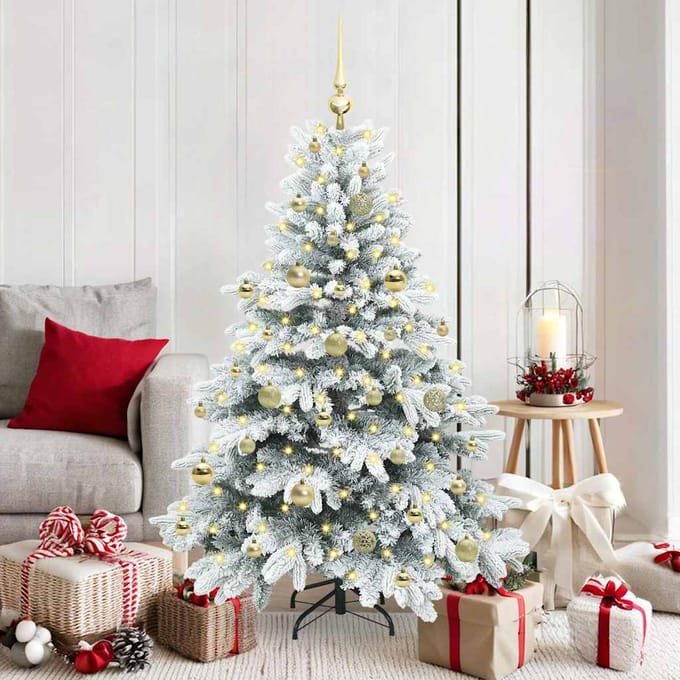 vidaXL - Kunstkerstboom - met - 150 - LED - met - standaard - Wit - 150 - cm - PE - en - PVC