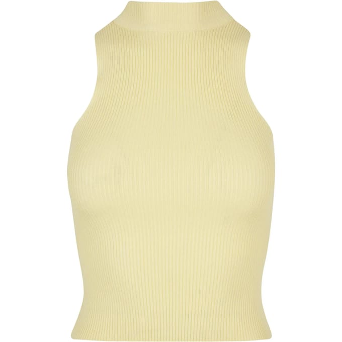 Urban Classics - Short Rib Knit Turtleneck Mouwloze top - 3XL - Geel