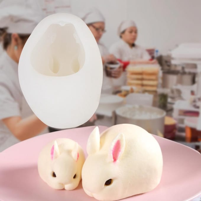 3D Konijn Zeep Siliconen Vormen Konijn Hars Klei Vorm Chocolade Snoep Vorm Klein Formaat gray