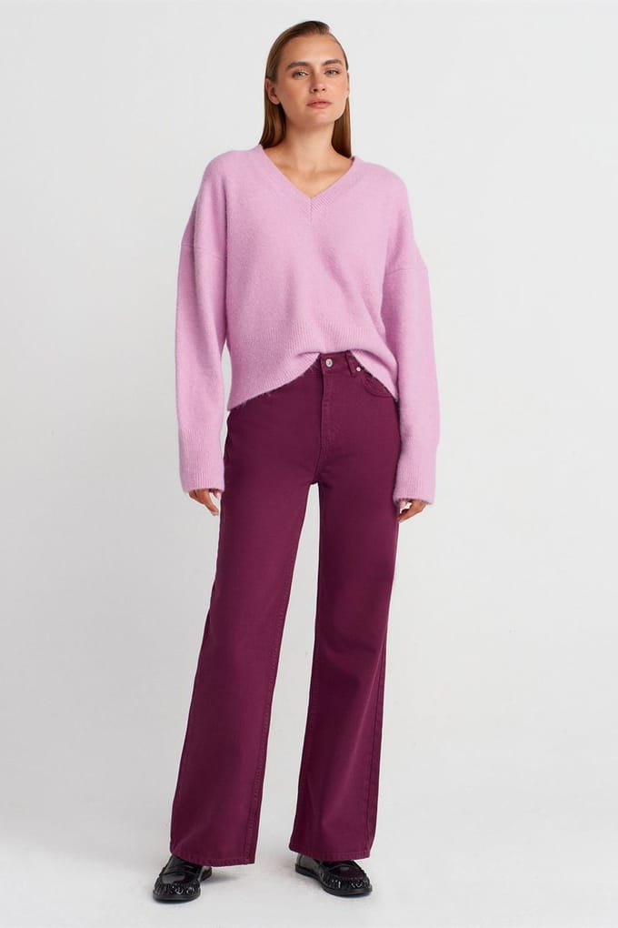 Hoog-Waisted Wijde Jeans van Katoen