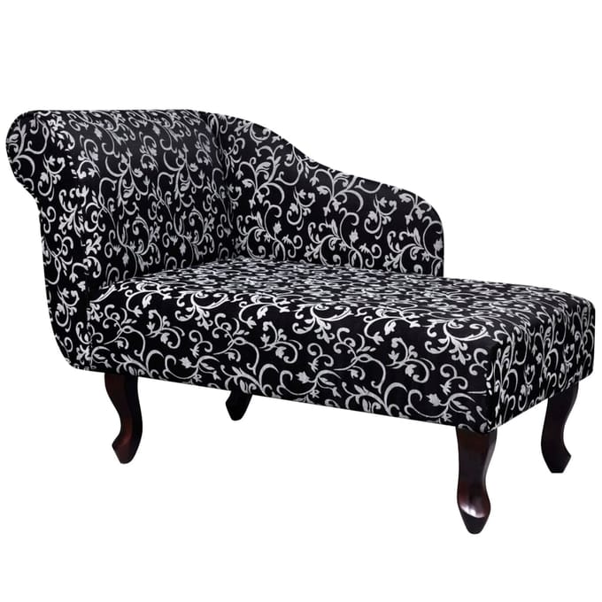 vidaXL - Chaise - longue - stof - zwart - en - wit