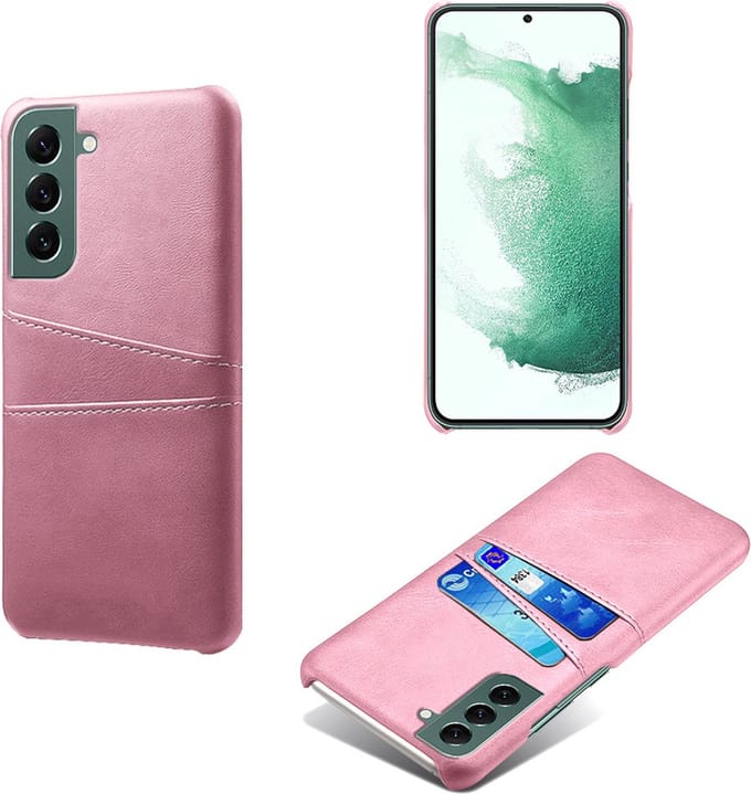 Backcover met Opbergvakjes + PMMA Screenprotector voor Galaxy S22 Plus _ Roze Goud