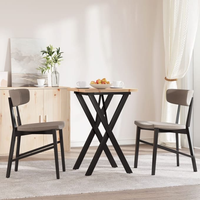 vidaXL - Eettafel - X-frame - 50x50x75,5 - cm - massief - grenenhout - en - staal