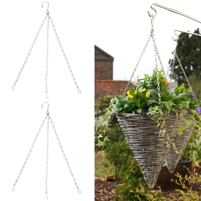 10 stuks Ophangketting met Haken Enkelvoudig 8-Strands IJzer Tuin Bloempot Plantenhangers Vervanging white