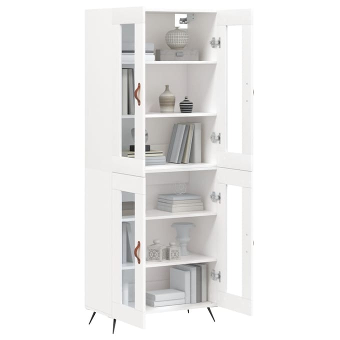 vidaXL - Hoge - kast - 69,5x34x180 - cm - bewerkt - hout - wit