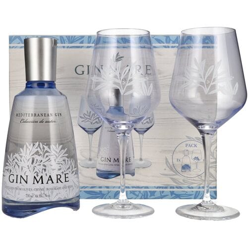 Gin Mare Mediterranean Gin 42,7% Vol. 0,7l in geschenkverpakking met 2 Bril