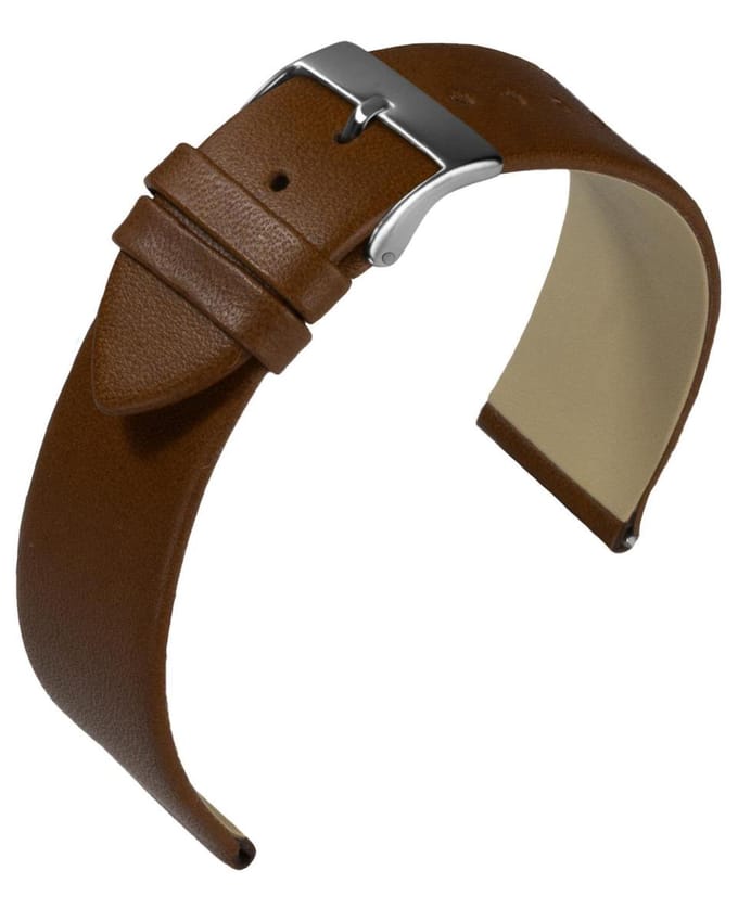 EULIT horlogeband - leer - 14 mm - bruin - metalen gesp