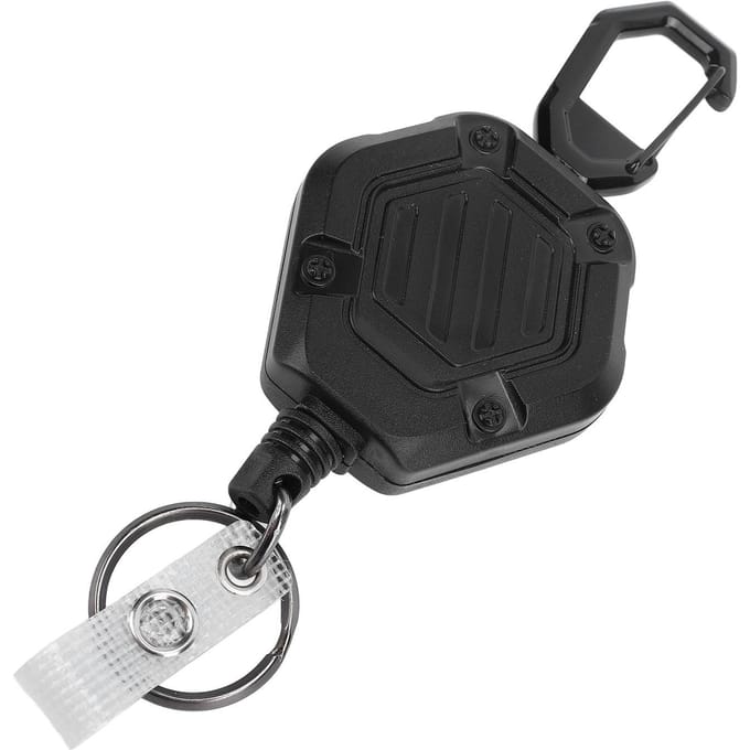 Heavy Duty Intrekbare Sleutelhanger 1mm Verdikte Stalen Draad Zeshoekige Riemclip Karabijnhaak Sleutelhanger black