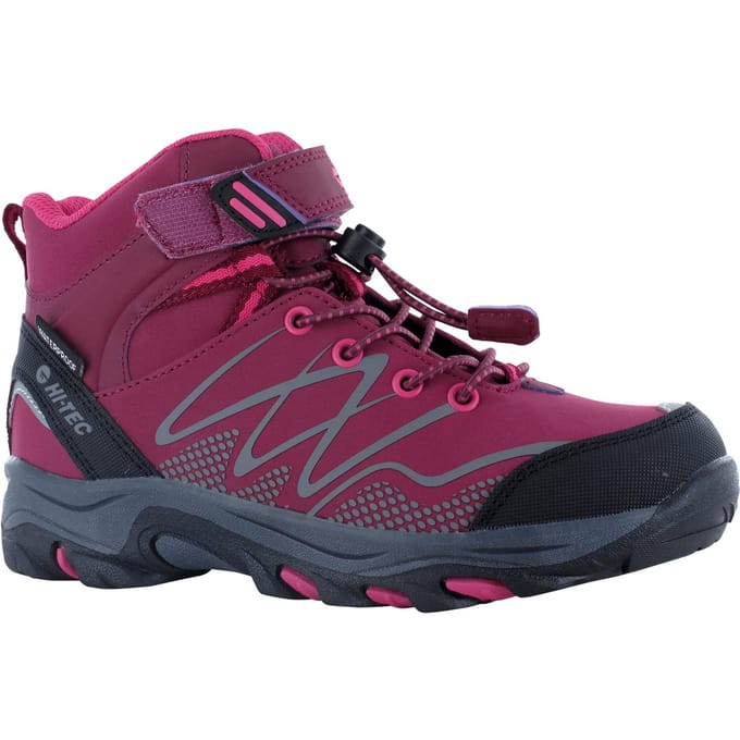 Hi-Tec Blackout Mid Polyester Soft Shell Meisjes Donkerroze/Fuchsia Wandelschoenen