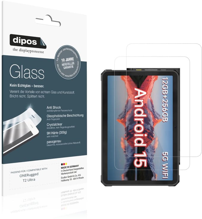 dipos – 2x Pantserfolie geschikt voor ONERugged T2 Ultra | 9H Screenprotector