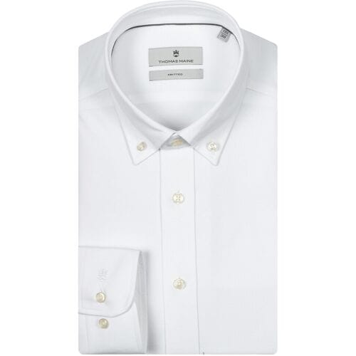 Thomas Maine Overhemd Torino Button Down Piqué Jersey Wit / male