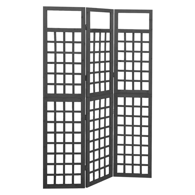vidaXL - Kamerscherm/trellis - met - 3 - panelen - 121x180 - cm - vurenhout - zwart