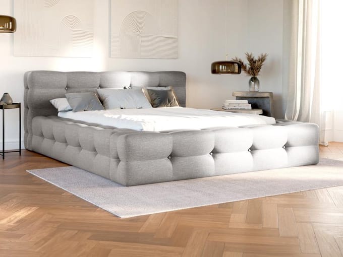 Vente-unique Bedframe stof lichtgrijs 160 x 200 cm