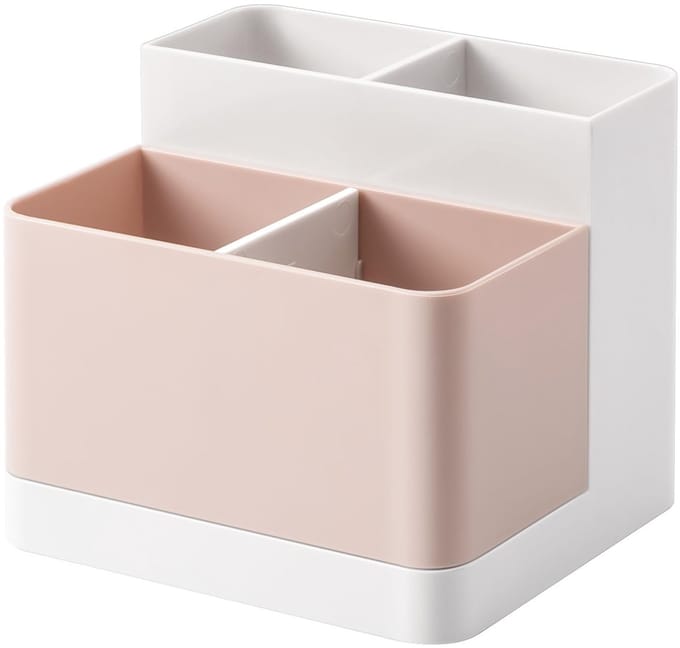 Cosensi- Pennenhouder Modern - Bureau Organizer - Desk Organizer - 4 Compartimenten - ABS - Wit/Pink - Verstelbare Indeling