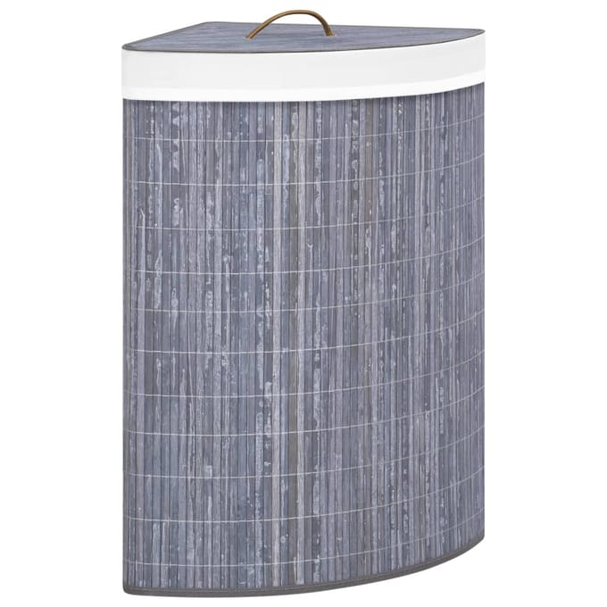 vidaXL - Hoekwasmand - 60 - L - bamboe - grijs