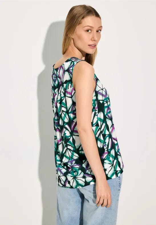 Mouwloze blouse met print