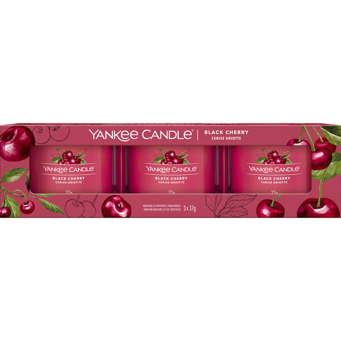 Yankee Candle Filled Votive 3 pack - Black Cherry - 30 branduren - 3 stuks