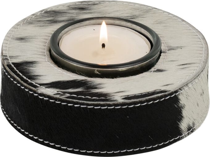 Waxinelichthouder koe zwart 13cm