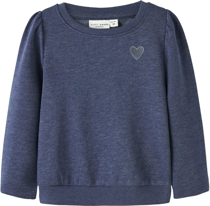 Name It mini meisjes trui VIMA Blueprint Heart Embroidery Regular Fit