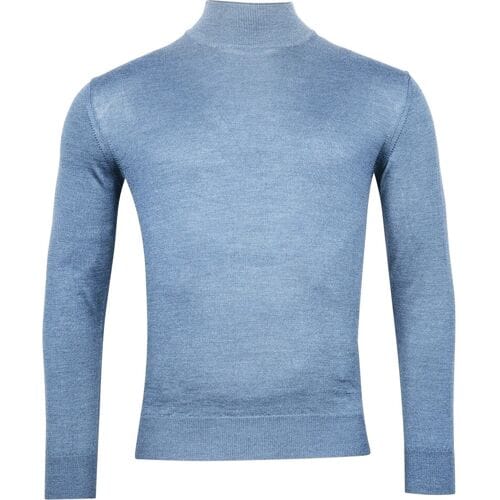 Baileys Trui Merino High Turtleneck Single Knit Midden Blauw / male