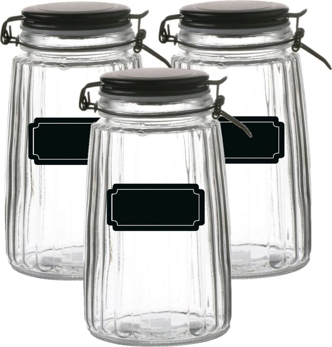 Weckpot/inmaakpot - 6x - 1.8L - glas - met beugelsluiting - incl. etiketten