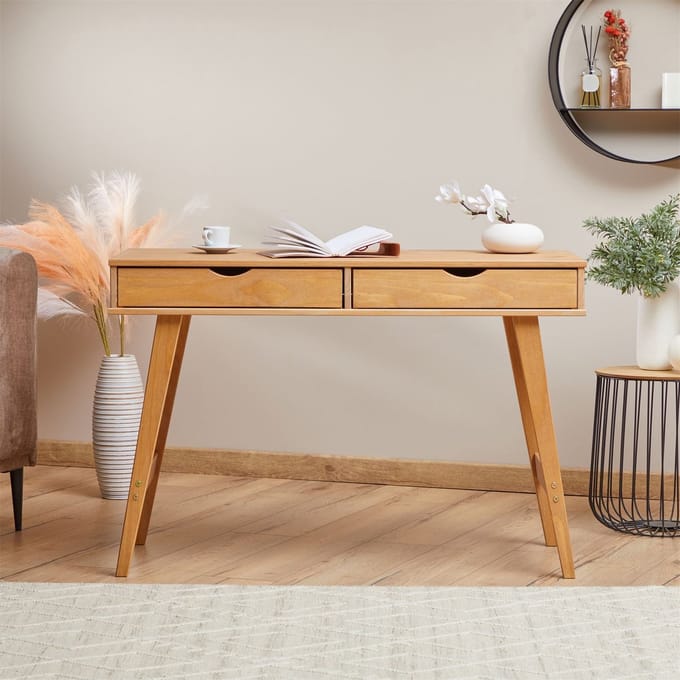 Bureau MILO met 2 lades van massief hout - eikenkleuren