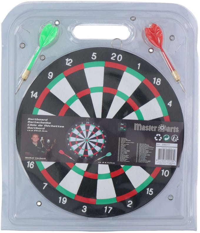 Lifetime Dartbord - Compact - 2-zijdig - Inclusief 2 pijlen - Ø 24 cm - Zwart/Wit