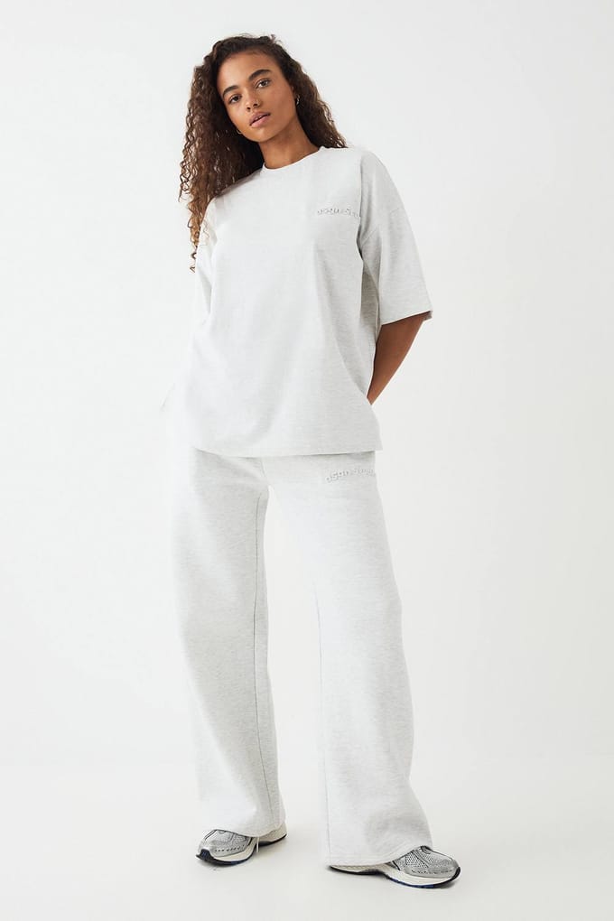 Dames DSGN Studio Geembosseerde Rechte Pijp Jogger | Ash Grey | Maat: 2XL