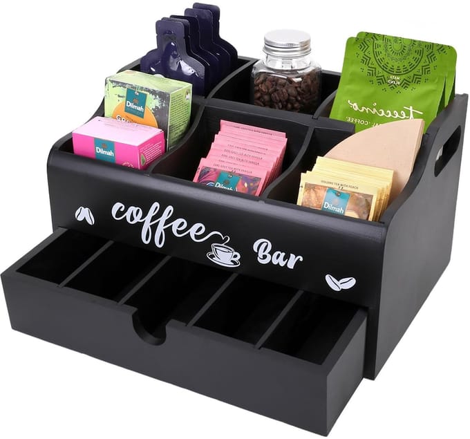 Dailygoods- Koffieorganizer Hoogwaardige Houten Constructie - Koffie