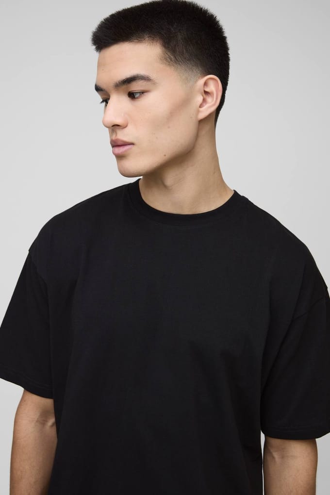 Essential Oversized Crew Neck T-Shirt | Black | Size XS