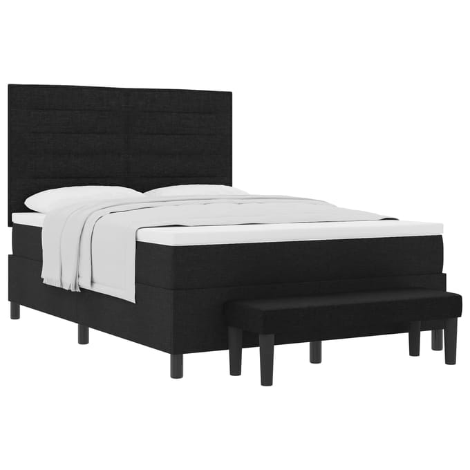 vidaXL - Boxspring - bed - met - hoofdeinde - Zwart - 160 - x - 200 - cm - Stof