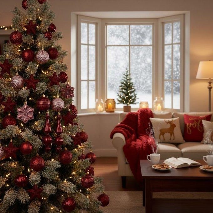 Springos Kerstballen | 18 Stuks | Paars | Bordeauxrood | Mat | Glanzend | Glitter