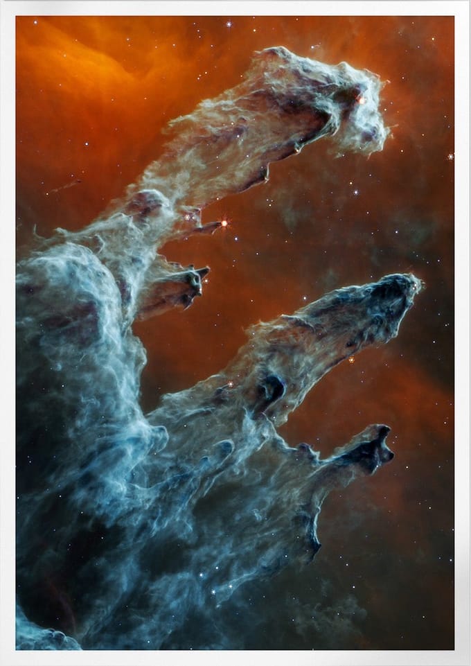 Webb's Pillars Of Creation MIRI | Space, Astronomie & Ruimtevaart Poster | B2: 50x70 cm
