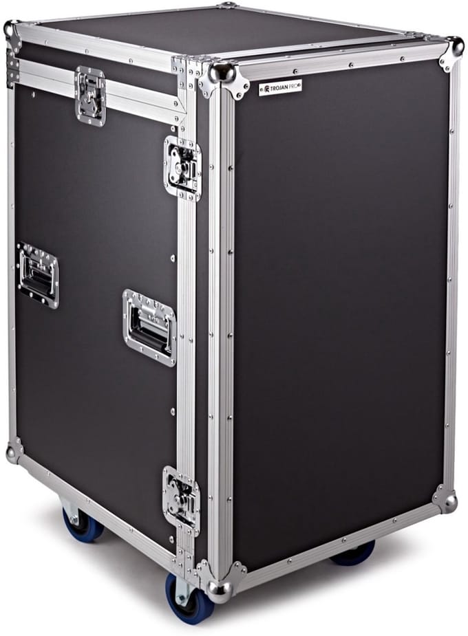 Trojan Pro 16U Heavy-Duty Wheeled Mixer Rack Flight Case
