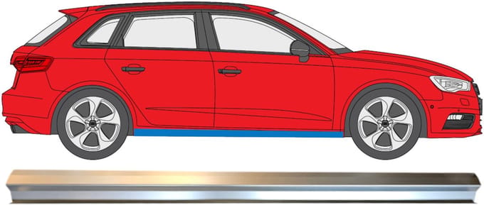 Reparatie dorpel onderste deel voor Audi A3 8V 2012-2020 / Rechts