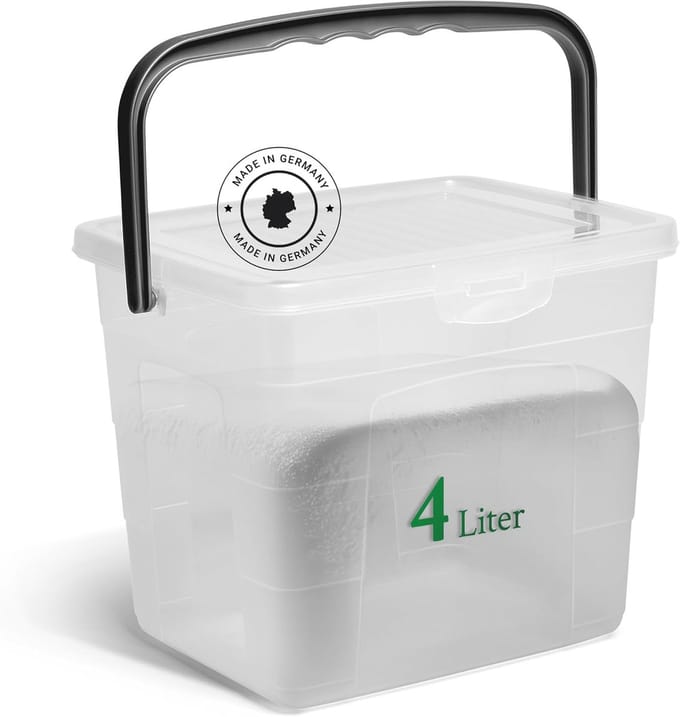 Novaliv wasmiddeldoos met deksel 4 liter I Transparant I 23,5 x 18 x 18,5 cm I Doos waspoeder bewaardoos met handvat wasmiddel bewaarmiddel wasmiddelcontainer waspoedercontainer