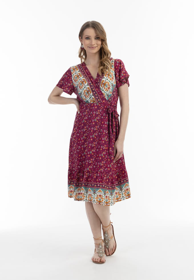 usha Zomerjurk Dames Besroze veelkleurig