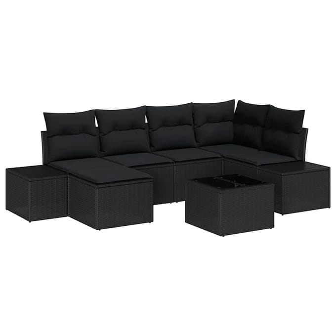 vidaXL Tuin Sofa Set 7 st Zwart poly rattan