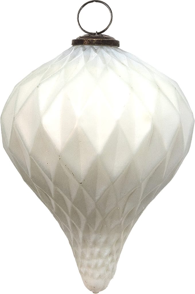 Clayre & Eef Kerstbal XL Overig Ø 16 cm Wit Glas Kerstballen