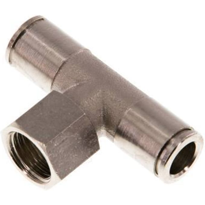 8mm x G1/4'' inline T-stuk Messing Insteekfitting Binnendraad Draaibaar NBR