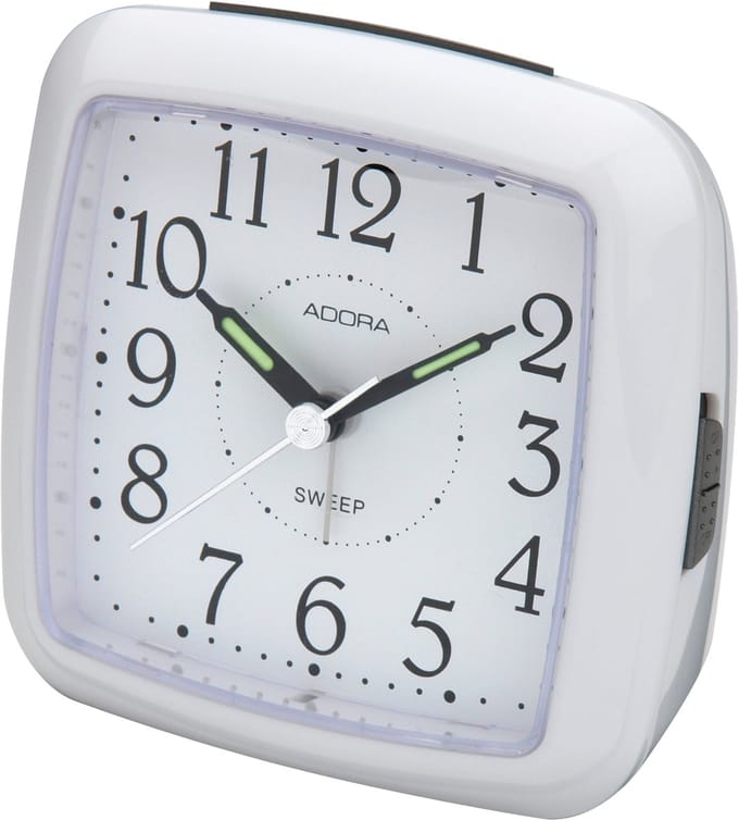 Adora Wekker – Stil (Schleichende Seconde) – Snooze & Verlichting – Witte Alarmklok