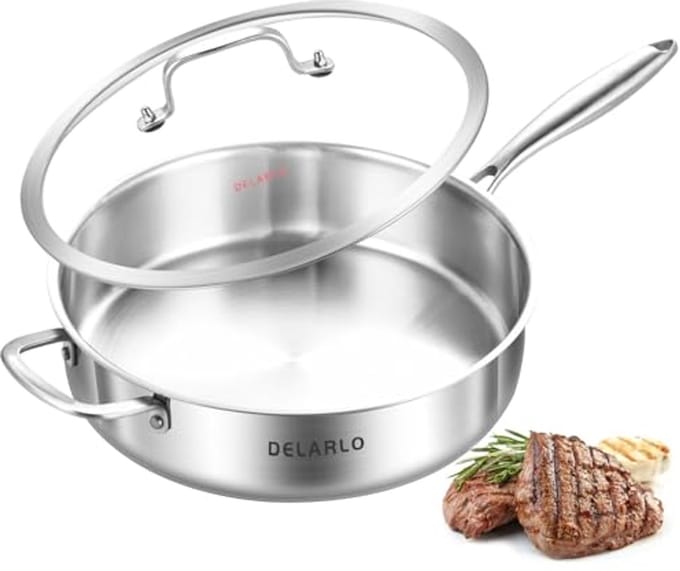 Tri-Ply RVS Saute Pan 5.5QT - 12 Inch Diepe Koekenpan