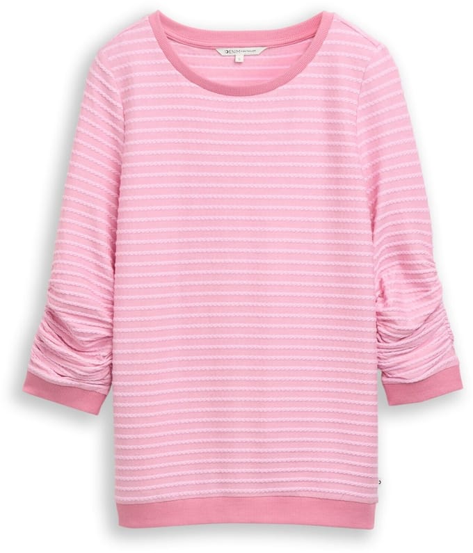 Tom Tailor Denim - Sweatshirt met streepmotief - Maat M - tonal rose structure stripe