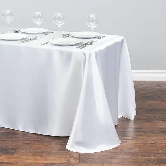 Nappe de Mariage Rectangulaire Satin Table Noir Nappe de Table Champagne Décoration de Fête Dîner Banquet 228X335CM