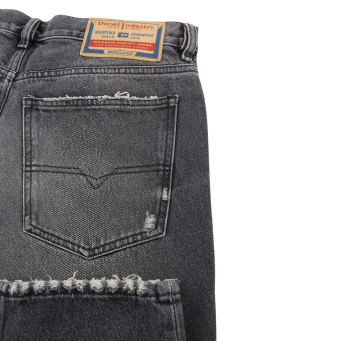 Diesel 1995 D-sark Zwarte Vervaagde Denim Broek