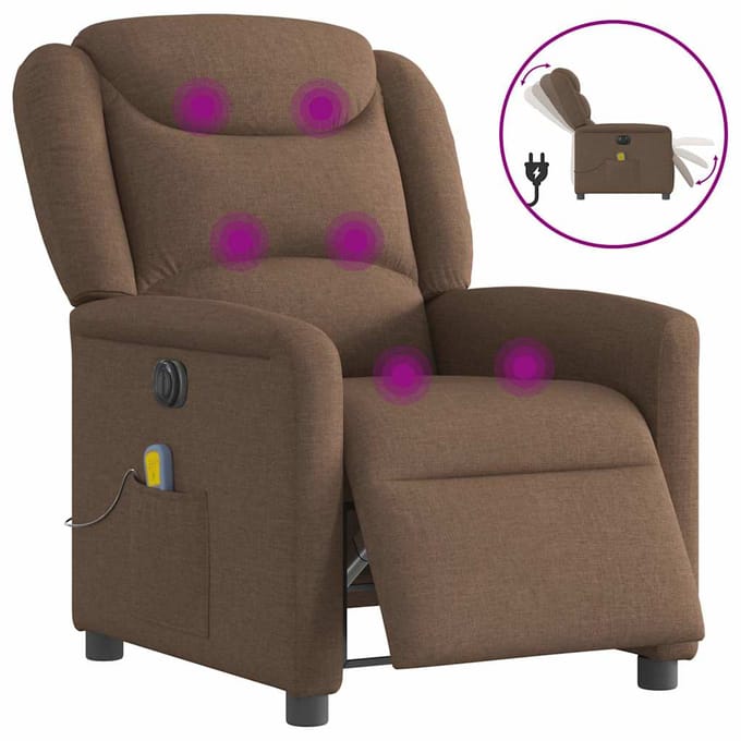 vidaXL - Massagestoel - elektrisch - verstelbaar - stof - bruin