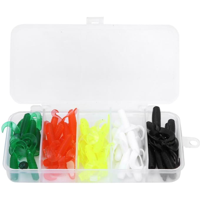 50 stuks 5 kleuren dubbele staart zacht rubber kunstmatig kunstaas aas visgerei accessoires kit red