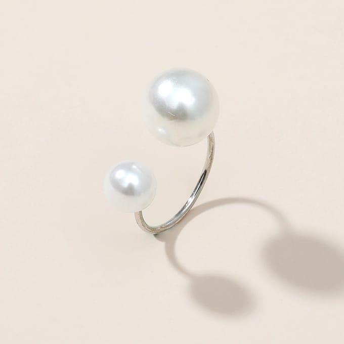 Nieuwe Eenvoudige Baroque-formaat Parel Open Ring met Verstelbaar Ontwerp Ring Dames Sieraden zilver