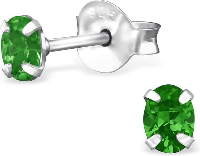 Amanto Oorbellen Foke Green - 925 Zilver E-Coating - Ovaal  - 3x4mm