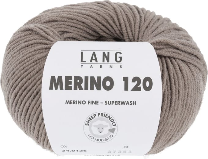 Lang Yarns Merino 120 - 126 grijsbruin - Merinowol Garen